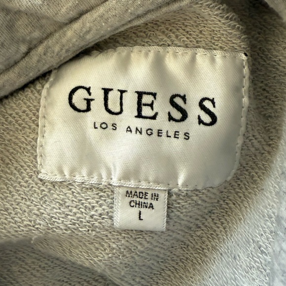 Vintage Guess LA Embroidered Logo Hoodie Grey Pullover Sweatshirt Streetwear Lrg - Picture 4 of 7